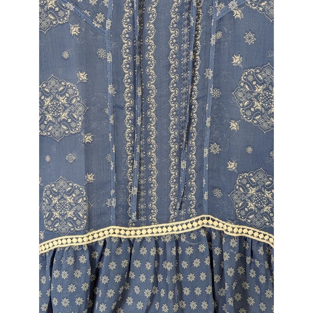 Hint of Mint Women Top Plus Size 18W Blue Sheer Paisley  Bohemian Flowy Romantic - Picture 5 of 14